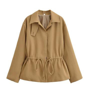 Waist lapel short jacket for women's autumn