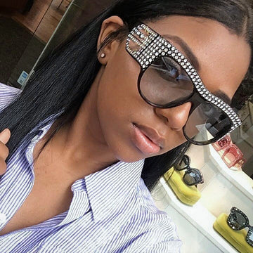 LUXURY SQUARE SUNGLASSES WOMEN OVERSIZED RHINESTONE: LUXURY WOMEN'S SUNGLASSES WITH SPARKLE, GLAMOUR, AND UV400 PROTECTION