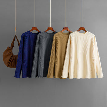 Round neck loose solid color top