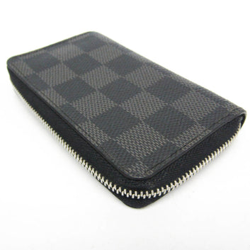 Louis Vuitton Damier Graphite Zippy Coin Purse N63076 Men's Wallet Black