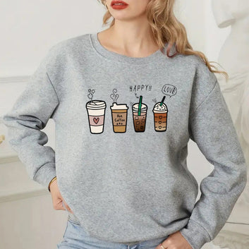 Back collar with velvet sweatshirt round neck letters - The Warm Comfort You Deserve