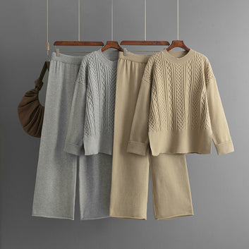 Fried Dough Twists sweater+casual pants two-piece set