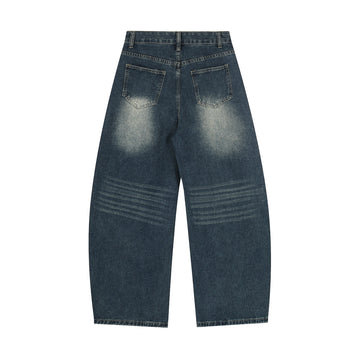 Women's Denim Pants with Belt Decoration Mid-Waist Casual Trousers Wholesale
