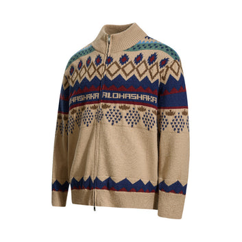 Retro Fair Isle Knit Cardigan Sweater UnisexLoose Casual Street Style Color-blocked Knitted Jacket