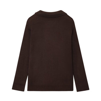 Double breasted lapel knit cardigan