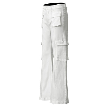 Wide-Leg Jeans for Women with Multiple Pockets Straight Leg