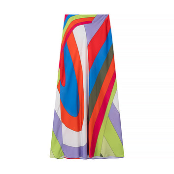 Vacation style rainbow stripe versatile skirt