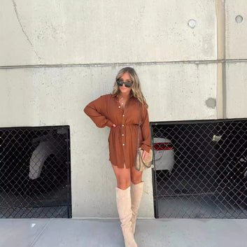 Autumn New Women's Fashion Solid Color Long Sleeve Shirt Jumpsuit