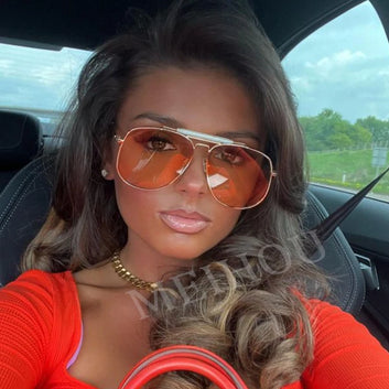 Glasses: METAL FRAME PILOT SUNGLASSES FOR WOMEN: LUXURY WOMEN'S SUNGLASSES WITH METAL FRAME AND DOUBLE BRIDGE DESIGN