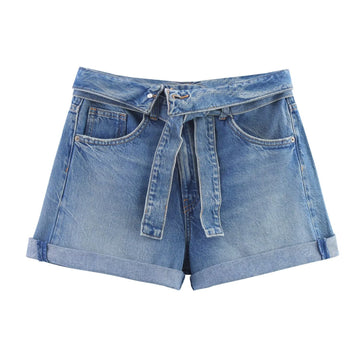 Women's Denim Shorts with Premium Cotton Belt – Sweet and Sophisticated Style