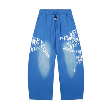 Straight Leg Casual Pants with Letter Print Fleece-Lined
