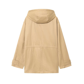 Multi pocket drawstring hooded jacket