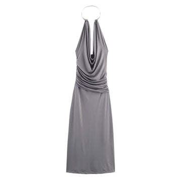 French design jewelry collar long dress