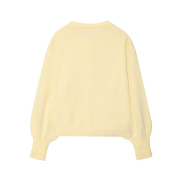 Round neck long sleeved knitted cardigan