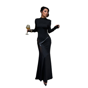 Shoulder padded long sleeved princess dark dress
