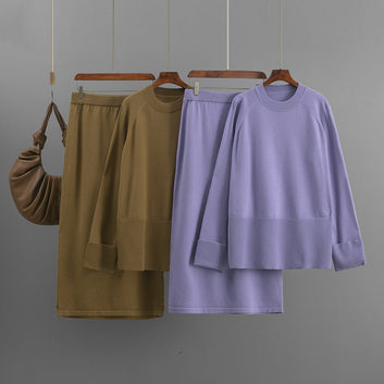 Round neck loose half skirt two-piece set