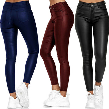 Women's High-Waisted Skinny Leather Pants – Urban Elegance, Comfort, and Attitude in One Piece