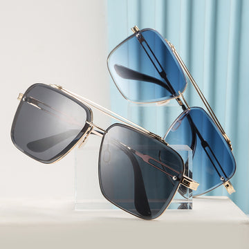 Stylish Double Beam Cut Edge Metallic Sunglasses Men's Fashion Sunglasses
