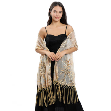 European and American Style Long Sequin Embroidered Cape for Bride, Bridesmaid, Party, Evening Dress Cape