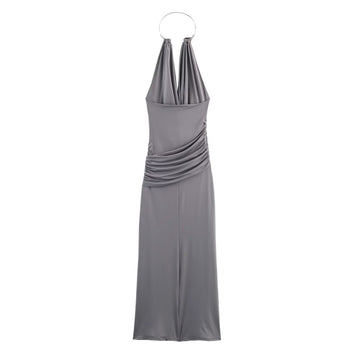 French design jewelry collar long dress