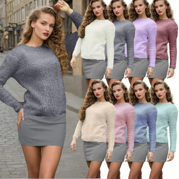 Women's Autumn/Winter New Knit Sweater Crew Neck Long Sleeve Pullover Knitwear