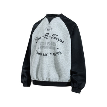 Retro Printed Color-Blocked Hip-Hop Streetwear Patchwork Oversized Unisex Sweatshirt for Men and Women