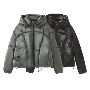 Women's Metallic Hooded Streetwear Jacket – Comfort, Style, and Presence