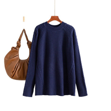 Round neck loose solid color top