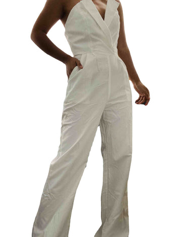 Stylish Commuting Jumpsuit with Slanted Collar – Elegance and Comfort for a Sophisticated Look