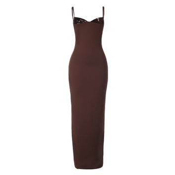 Tailored camisole chest cup decal dress