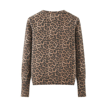 Animal print long sleeved leopard print knitted cardigan