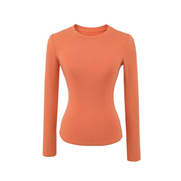 Slim fit round neck long sleeved T-shirt