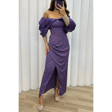 Fashionable Party Dress with One-Shoulder Neckline for Women