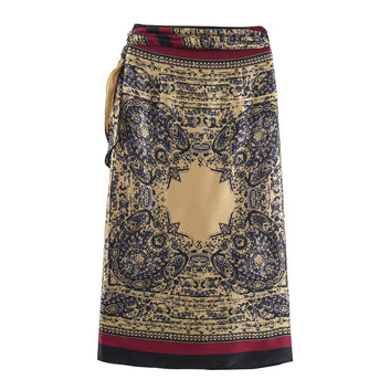 Vacation style Paisley wrapped half skirt women's clothing