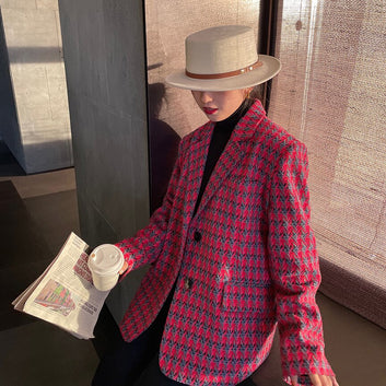 Tweed Suit Jackets Women Elegant Blazers Feminino Fashion Outer Clothing Winter Jacket Coat