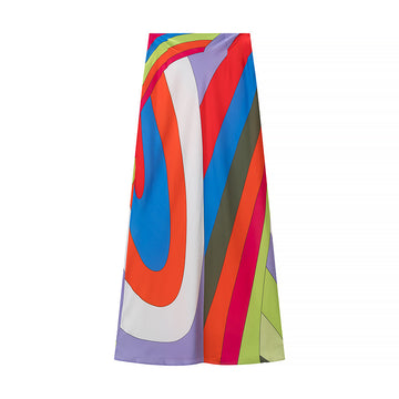 Vacation style rainbow stripe versatile skirt