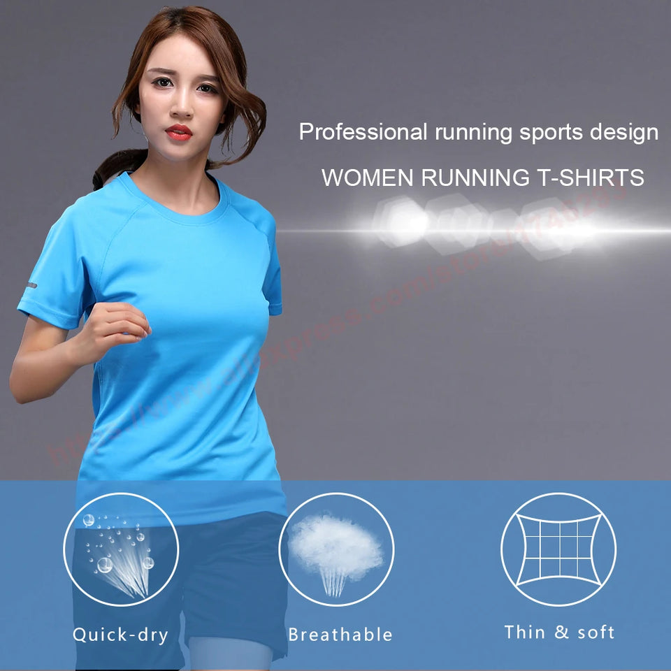 Women Sport Shirt 2021 Gym Running Quick Dry Workout Tops Sweater Fitness Jersey Breathable Exercises Yoga Shorts Sleeves