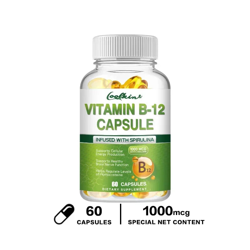 Vitamin B12 Capsules - Supports Energy Metabolism, Mood, Heart, Nervous System Support