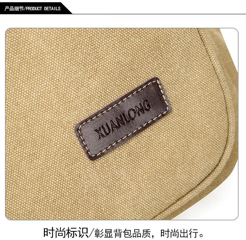 Men's Canvas Backpack Simple Casual Unisex Travel Backpack Schoolbag Large Capacity Ins Wind Laptop Computer Backpack