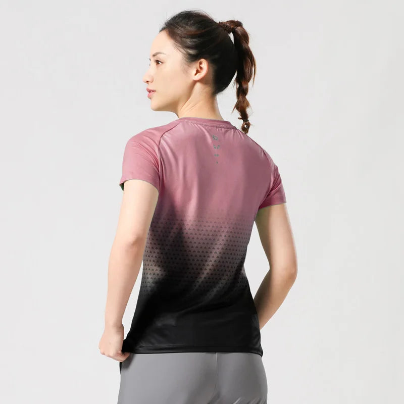 Women Sportswear T-shirt Quick Drying Jogging Sweat Wicking Short Sleeve Loose Outdoor Sports Fitness Top Gym Female Jersey Tee