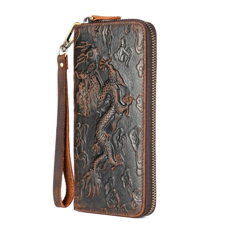 Men's Wallets,Credit Card Holder Money Bag Leather Long Wallet with Wristlet,Large Capacity with Zip-Around Phone Purse for Men