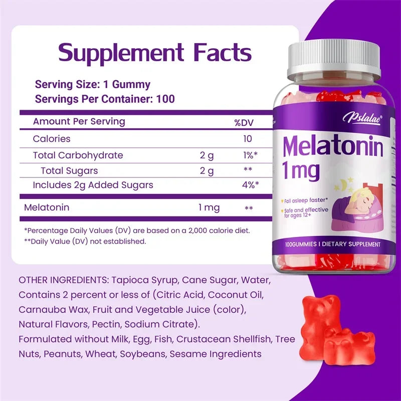 Melatonin Gummies 1mg - Children's Sleep Aids, Relieves Stress, Improves Insomnia, Improves Sleep Quality and Deeper Sleep