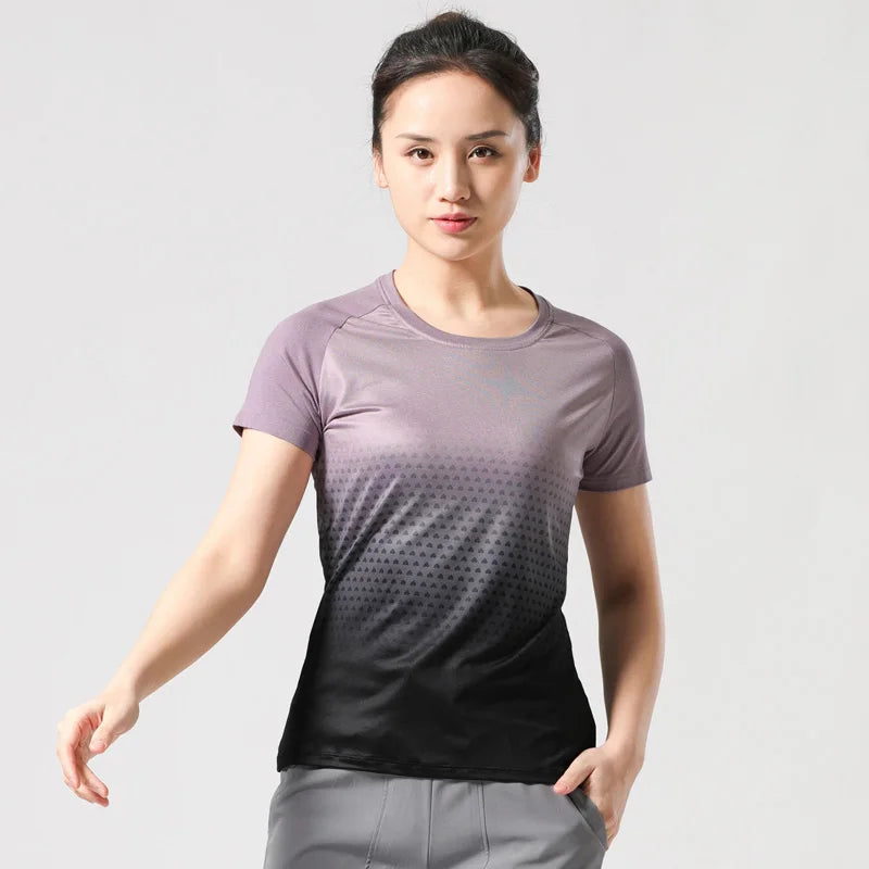 Women Sportswear T-shirt Quick Drying Jogging Sweat Wicking Short Sleeve Loose Outdoor Sports Fitness Top Gym Female Jersey Tee