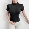 Women Sport T Shirts Slim Fit Quick-drying Full Zip Tops Outdoor Fitness Running Tights Short Sleeves Women's Yoga Wear