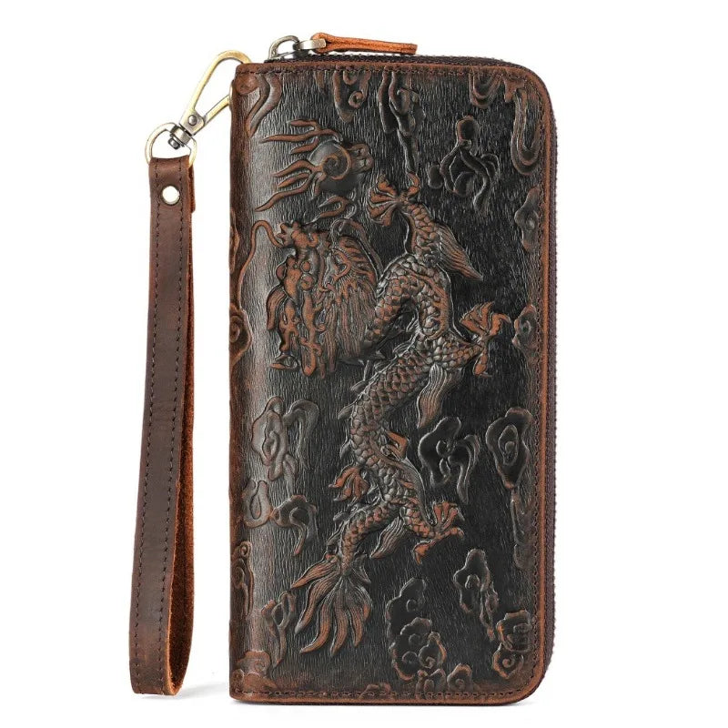 Men's Wallets,Credit Card Holder Money Bag Leather Long Wallet with Wristlet,Large Capacity with Zip-Around Phone Purse for Men