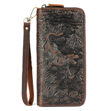 Men's Wallets,Credit Card Holder Money Bag Leather Long Wallet with Wristlet,Large Capacity with Zip-Around Phone Purse for Men