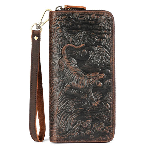 Men's Wallets,Credit Card Holder Money Bag Leather Long Wallet with Wristlet,Large Capacity with Zip-Around Phone Purse for Men