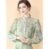 Fashion for Women Spring and Autumn New Korean Floral Tops French Fungus Collar Outer Shirts