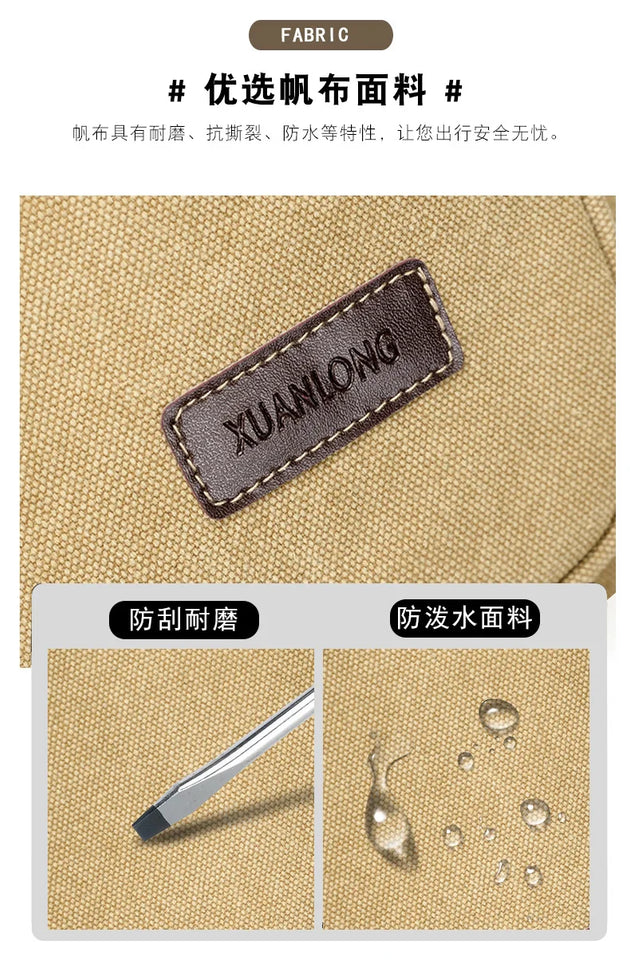 Men's Canvas Backpack Simple Casual Unisex Travel Backpack Schoolbag Large Capacity Ins Wind Laptop Computer Backpack