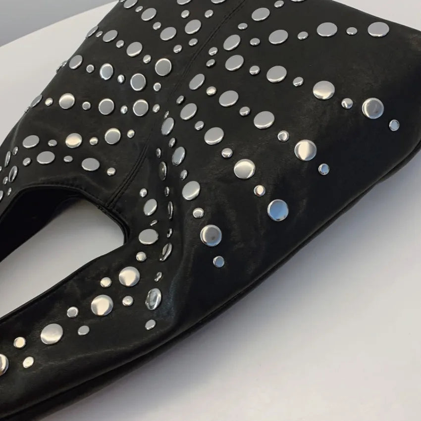 Fashion Women Shoulder Bag Designer Luxury Rivet Tote Bag Office Large Capacity Tote Girls Punk Style Main Bolsos Para Mujeres